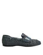 Dolce & Gabbana Blue Woven Leather Slip On Loafers Shoes - Zeiniez