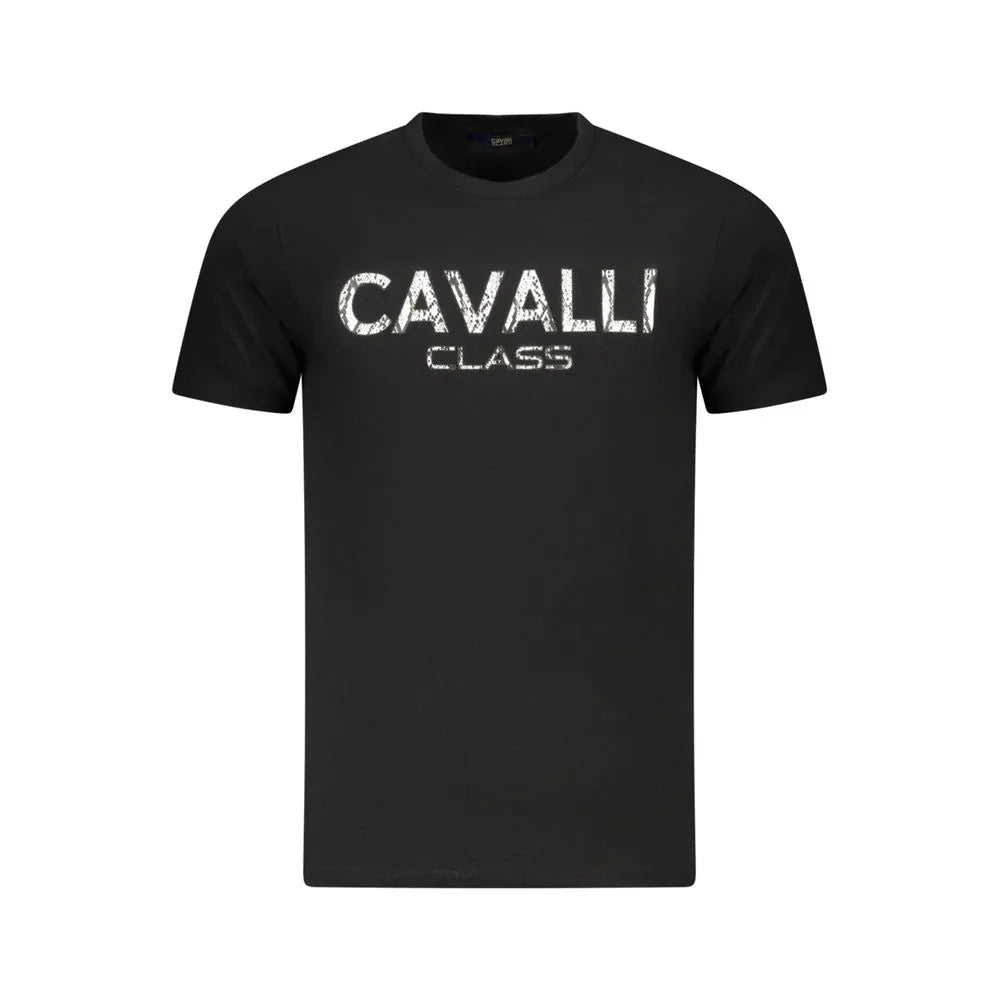 Cavalli Class Black Cotton Men T-Shirt - Zeiniez
