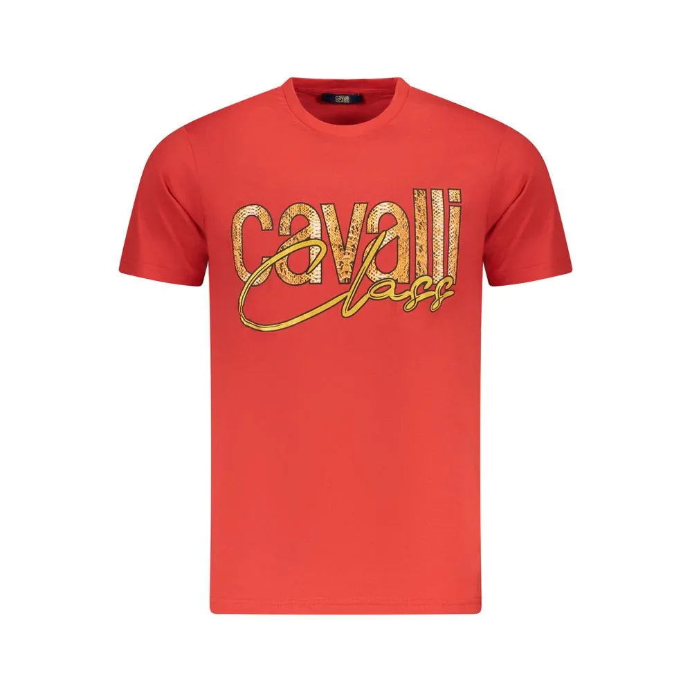 Cavalli Class Rosso Cotton Men T-Shirt - Zeiniez