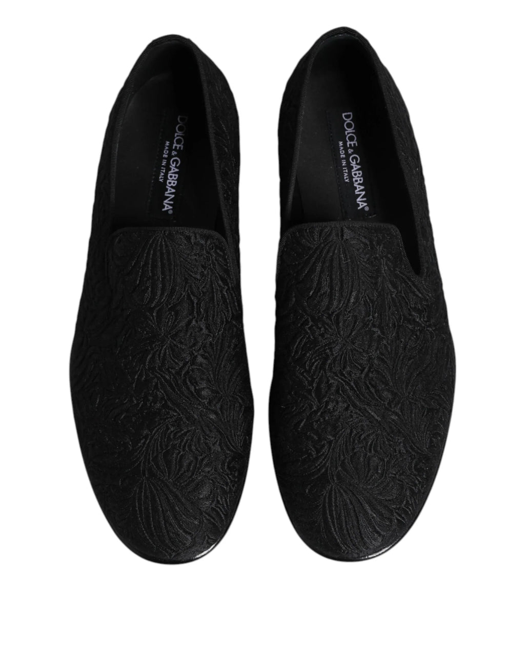 Dolce & Gabbana Black Jacquard Slip On Loafers Formal Shoes - Zeiniez