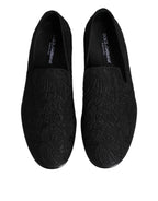 Dolce & Gabbana Black Jacquard Slip On Loafers Formal Shoes - Zeiniez
