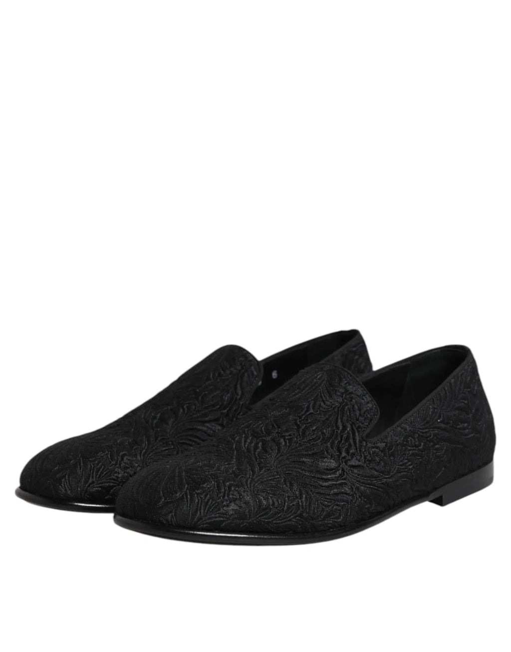 Dolce & Gabbana Black Jacquard Slip On Loafers Formal Shoes - Zeiniez