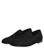 Dolce & Gabbana Black Jacquard Slip On Loafers Formal Shoes - Zeiniez