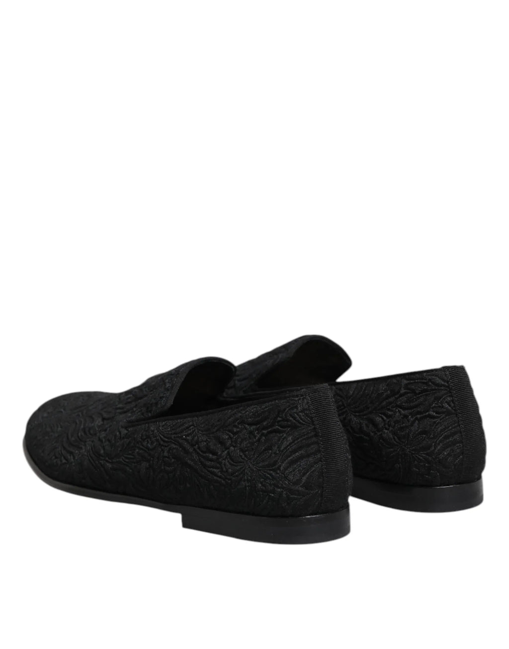 Dolce & Gabbana Black Jacquard Slip On Loafers Formal Shoes - Zeiniez