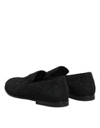 Dolce & Gabbana Black Jacquard Slip On Loafers Formal Shoes - Zeiniez