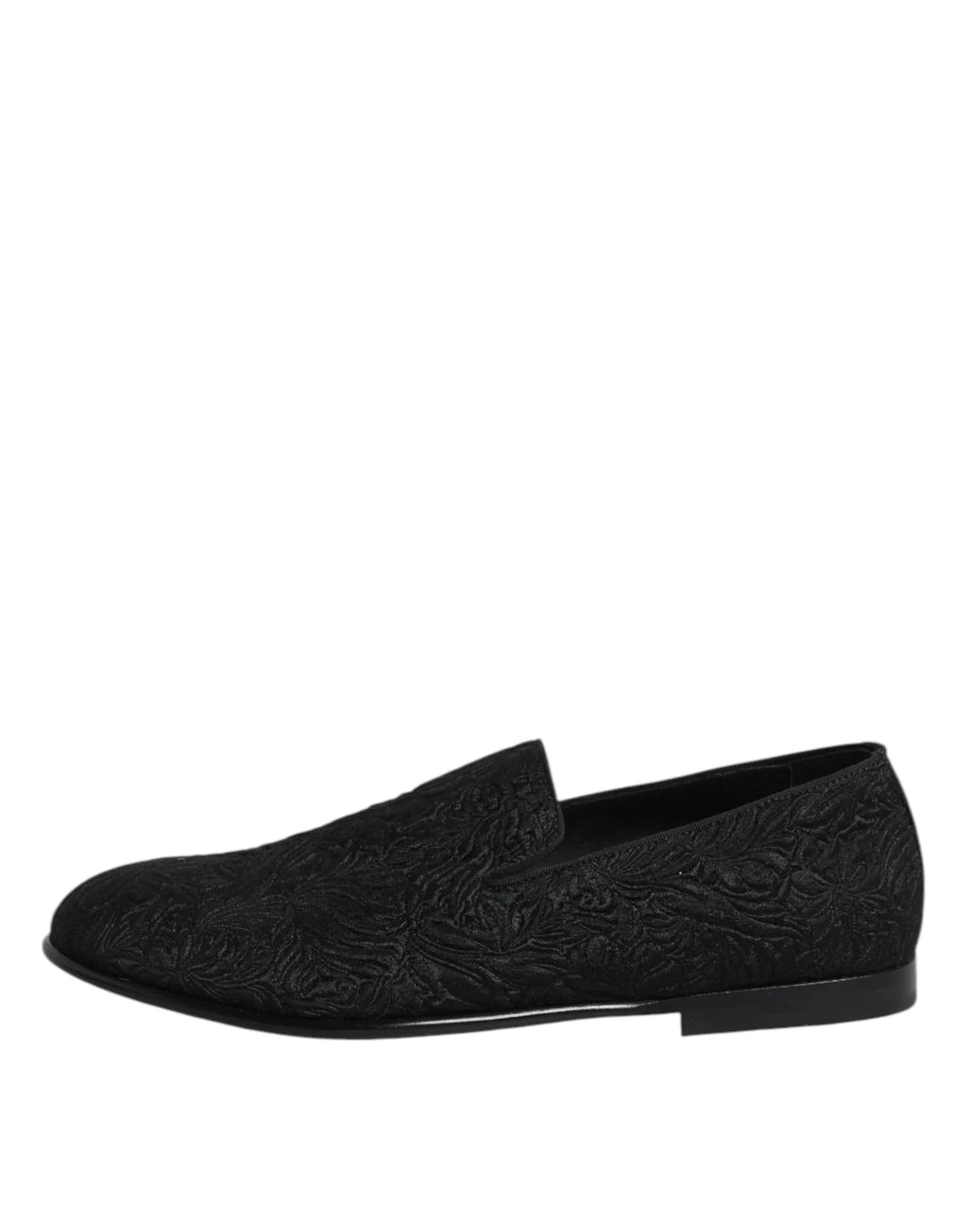 Dolce & Gabbana Black Jacquard Slip On Loafers Formal Shoes - Zeiniez