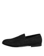 Dolce & Gabbana Black Jacquard Slip On Loafers Formal Shoes - Zeiniez