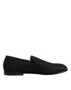 Dolce & Gabbana Black Jacquard Slip On Loafers Formal Shoes - Zeiniez