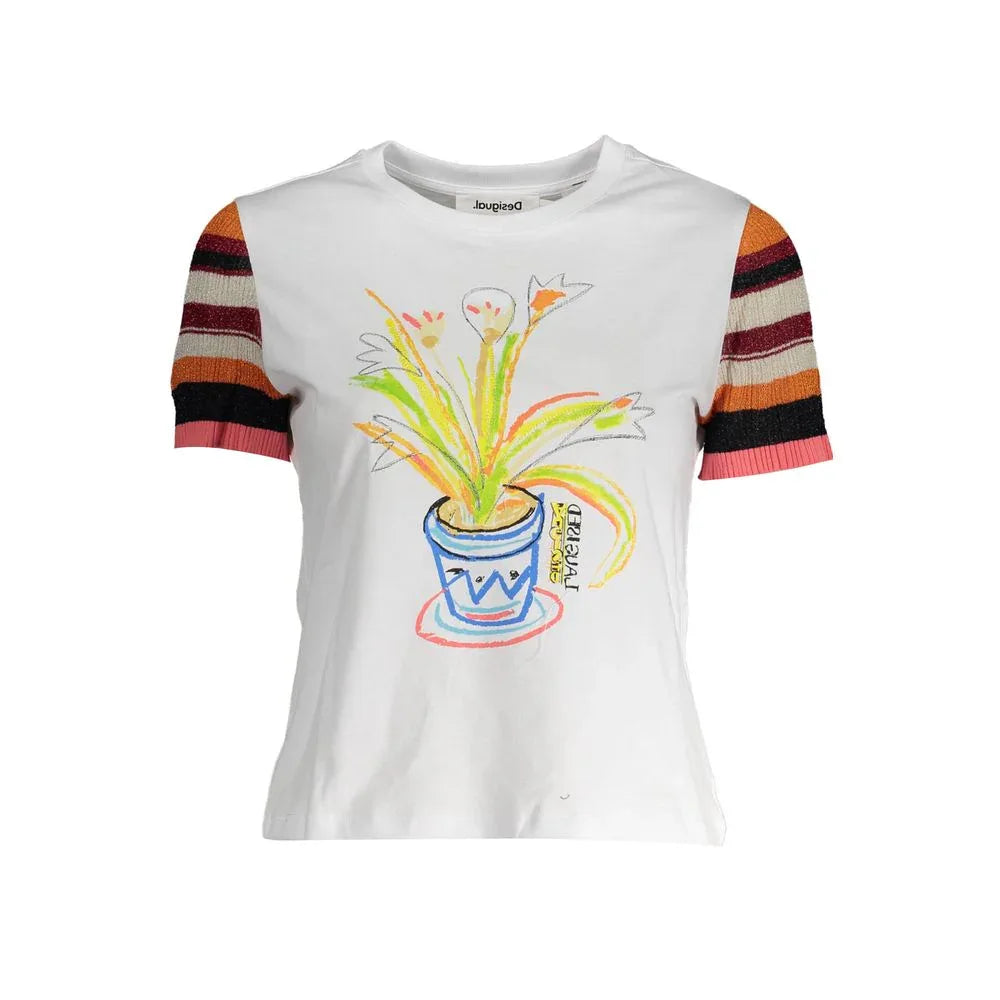 Desigual Bianco Cotton Women T-Shirt - Zeiniez