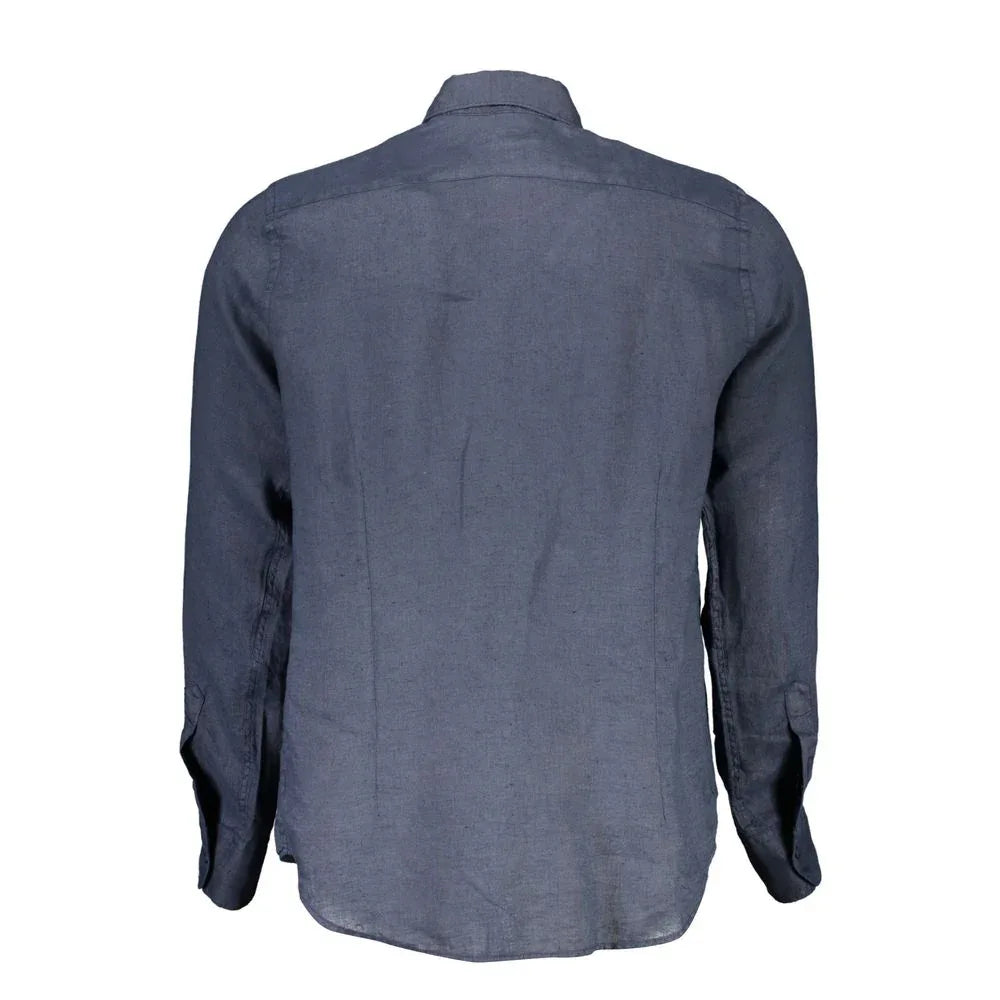 La Martina Blu Linen Men Shirt - Zeiniez