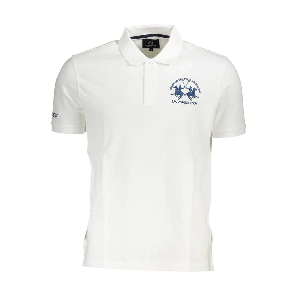 La Martina White Cotton Men's Polo Shirt - Zeiniez