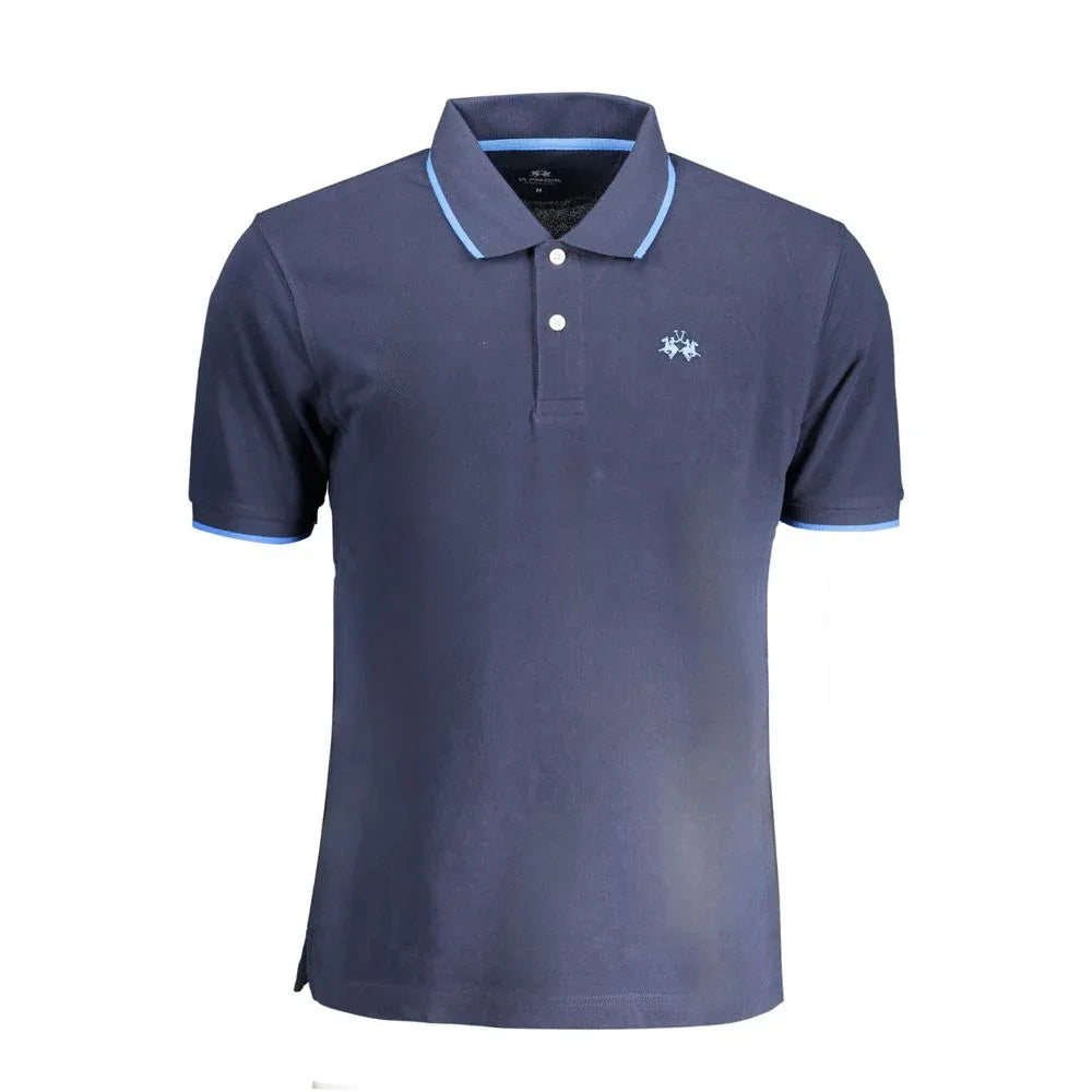 La Martina Blue Cotton Men Polo Shirt - Zeiniez