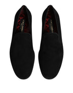 Dolce & Gabbana Black Suede Slip On Loafers Formal Shoes