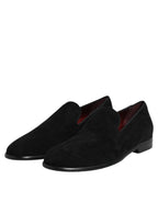 Dolce & Gabbana Black Suede Slip On Loafers Formal Shoes