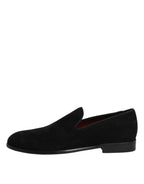 Dolce & Gabbana Black Suede Slip On Loafers Formal Shoes - Zeiniez