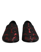 Dolce & Gabbana Red Black Jacquard Slip On Loafers Shoes - Zeiniez