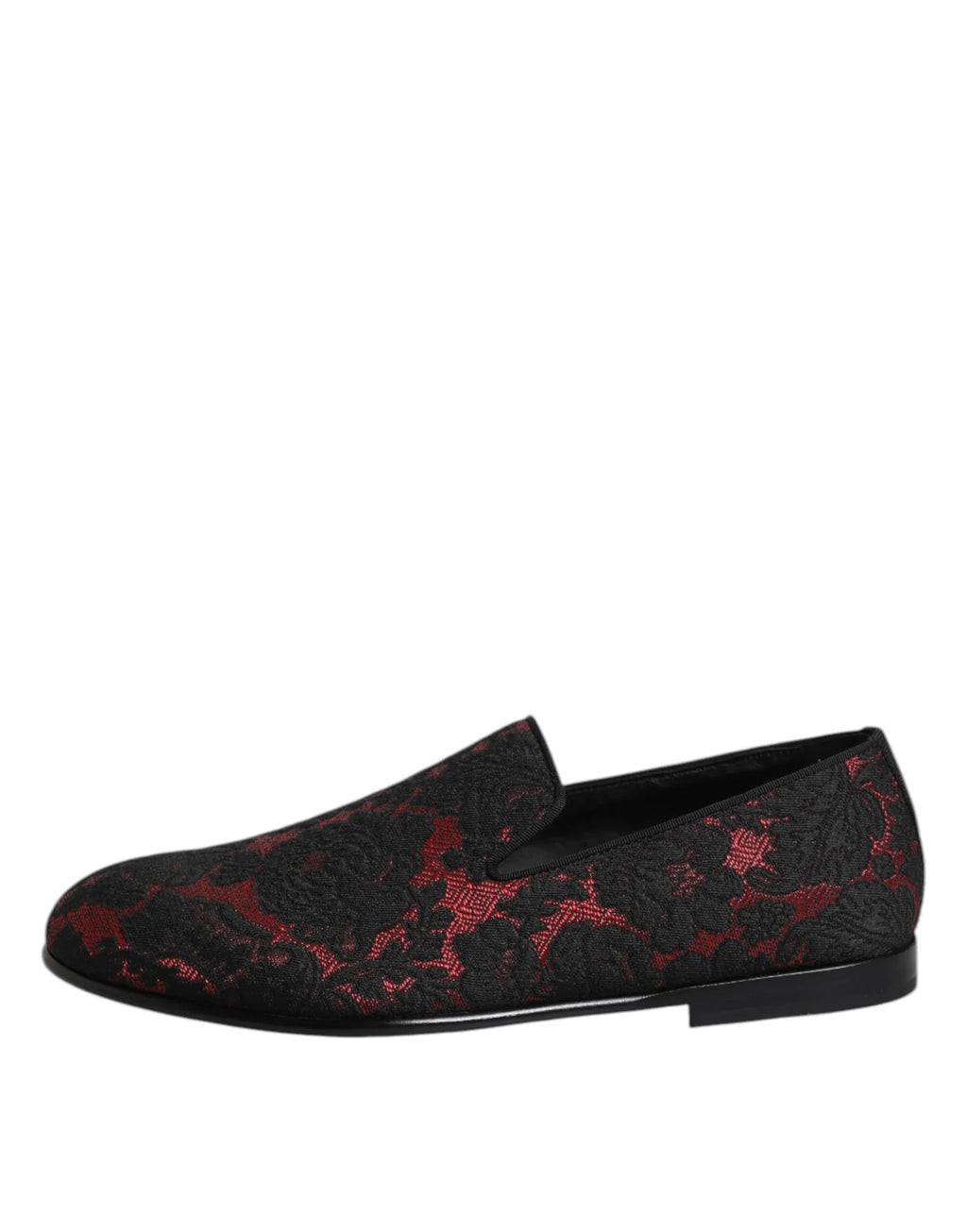 Dolce & Gabbana Red Black Jacquard Slip On Loafers Shoes - Zeiniez