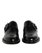 Dolce & Gabbana Black Leather Monk Strap Derby Formal Shoes - Zeiniez