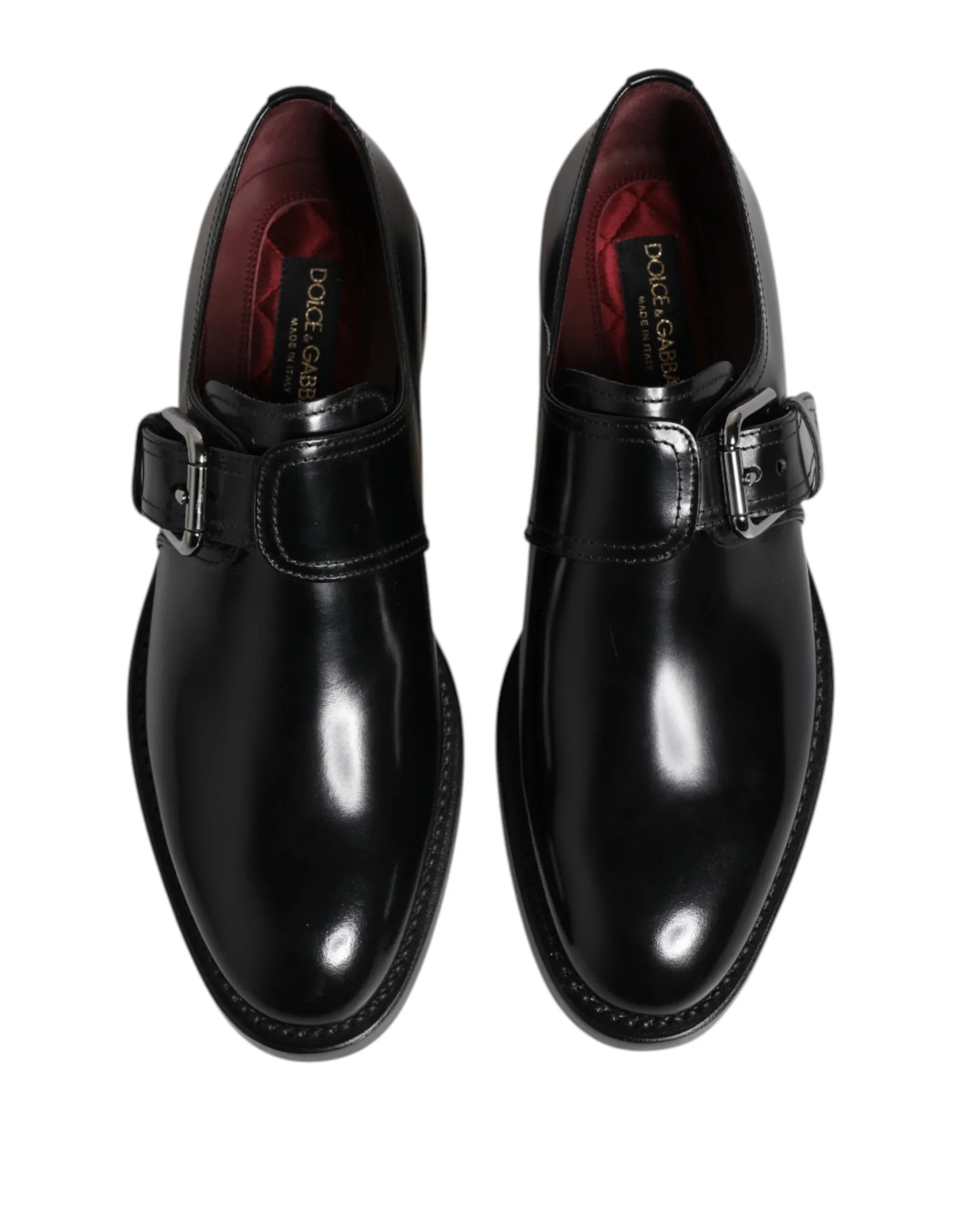 Dolce & Gabbana Black Leather Monk Strap Derby Formal Shoes - Zeiniez