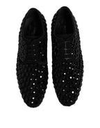 Dolce & Gabbana Black Suede Strass Derby Formal Shoes - Zeiniez