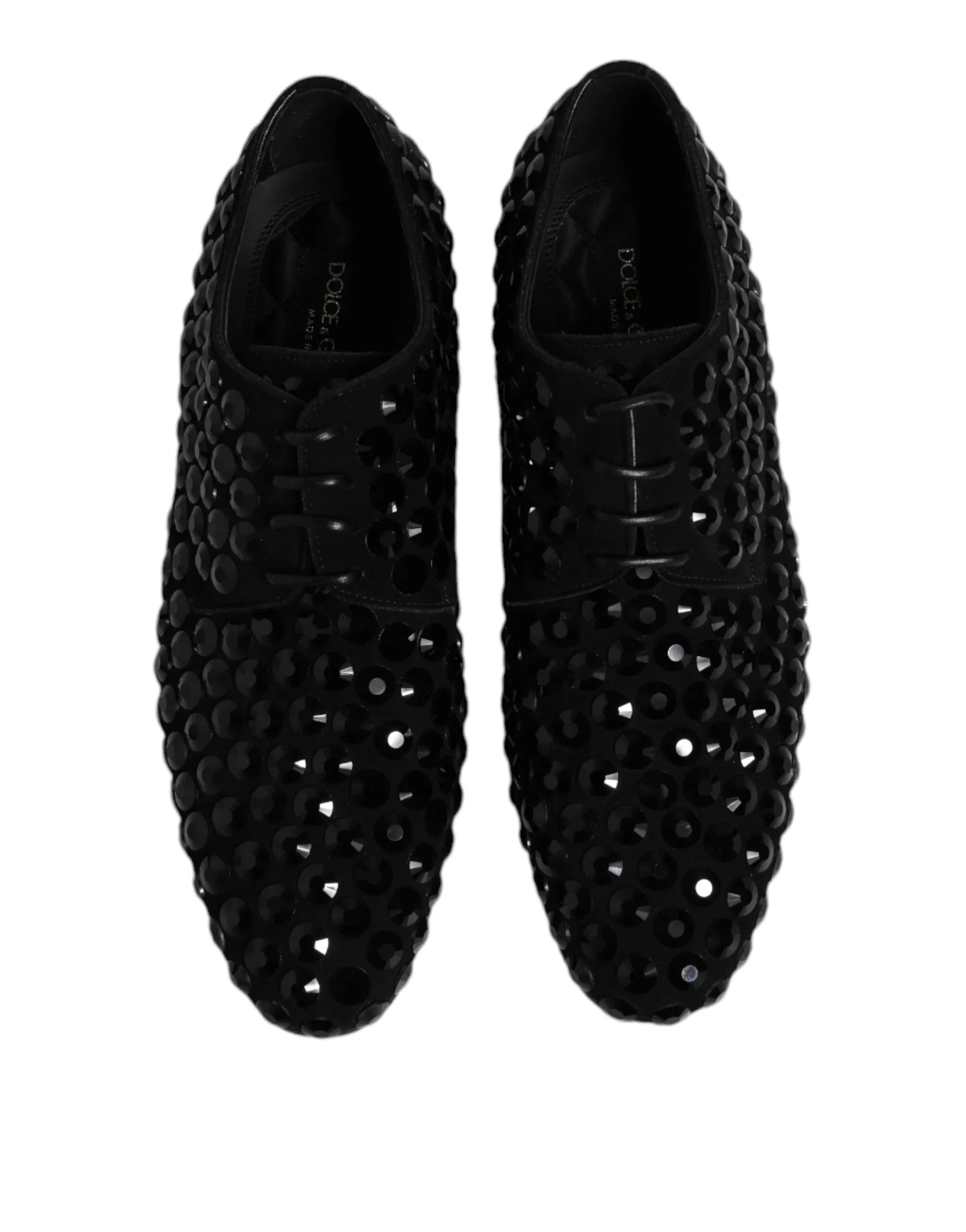 Dolce & Gabbana Black Suede Strass Derby Formal Shoes - Zeiniez