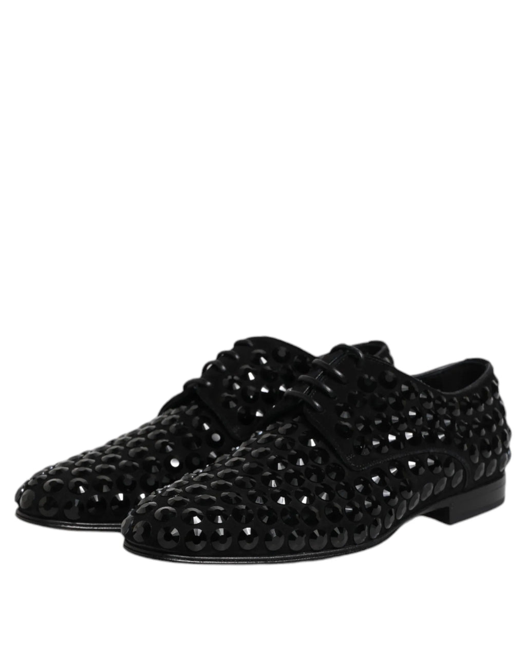 Dolce & Gabbana Black Suede Strass Derby Formal Shoes - Zeiniez