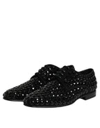 Dolce & Gabbana Black Suede Strass Derby Formal Shoes - Zeiniez