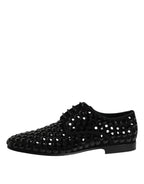 Dolce & Gabbana Black Suede Strass Derby Formal Shoes - Zeiniez