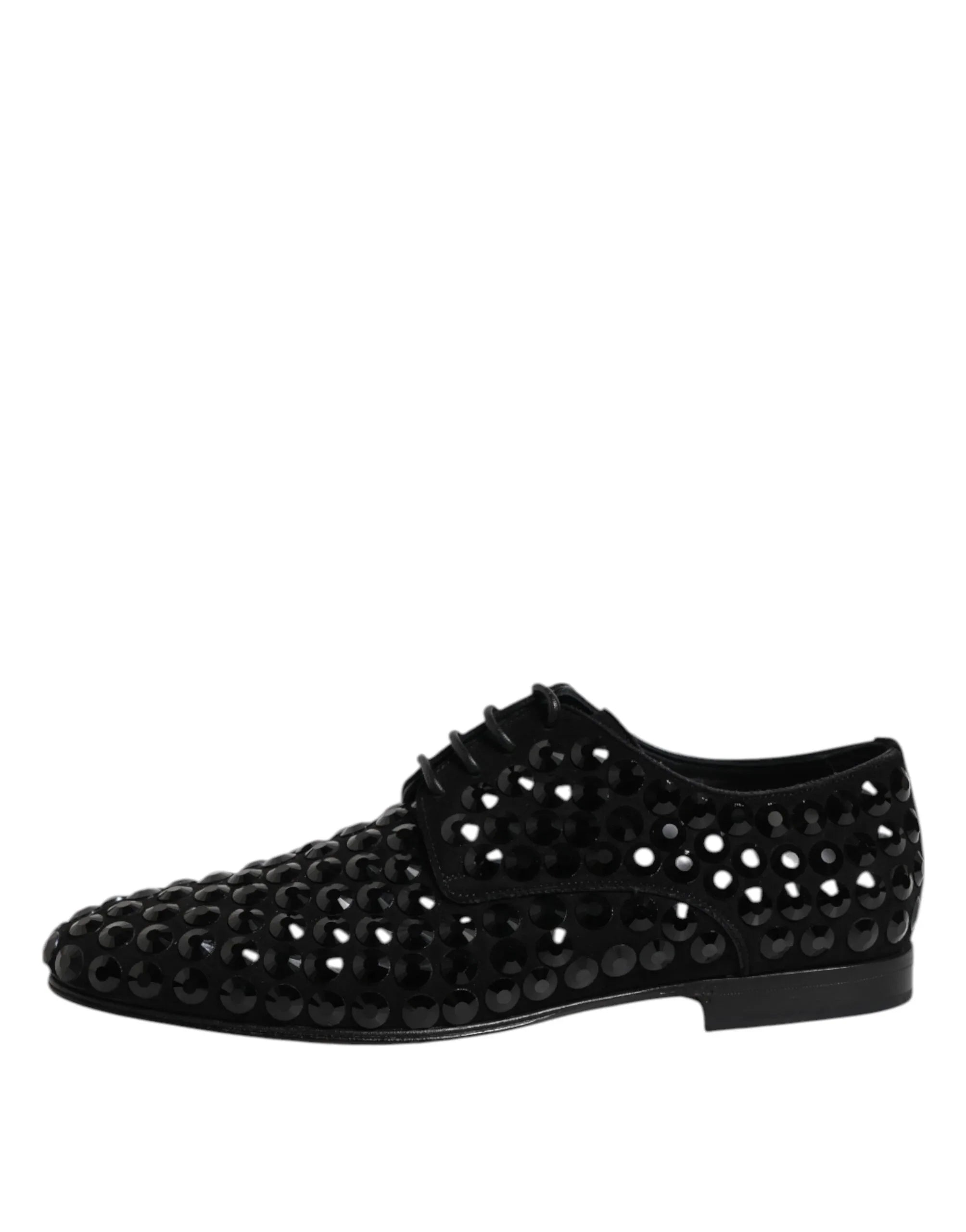 Dolce & Gabbana Black Suede Strass Derby Formal Shoes - Zeiniez