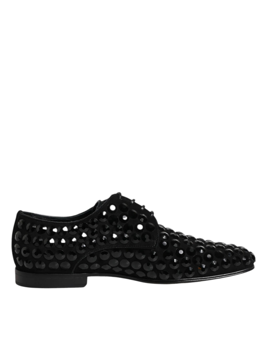 Dolce & Gabbana Black Suede Strass Derby Formal Shoes - Zeiniez