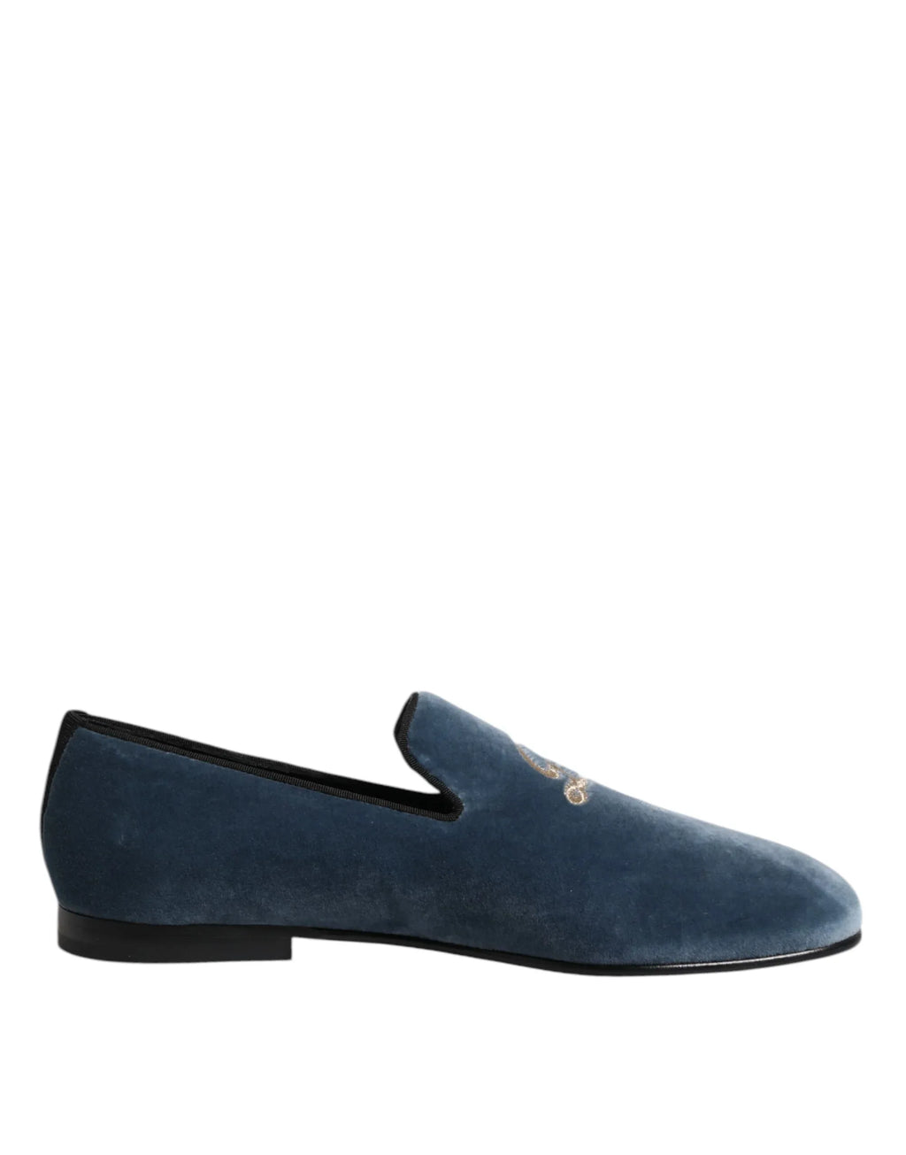 Dolce & Gabbana Blue Velvet DG Logo Loafers Formal Shoes - Zeiniez