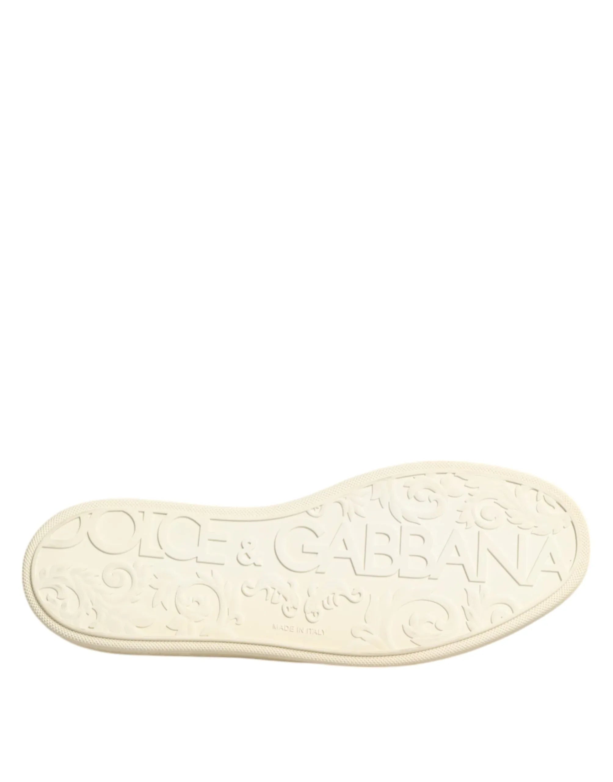 Dolce & Gabbana Black Leather Bee Crown Low Top Sneakers Shoes - Zeiniez