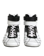 Dolce & Gabbana Black White Leather High Top Sneakers Shoes - Zeiniez