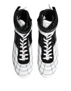 Dolce & Gabbana Black White Leather High Top Sneakers Shoes - Zeiniez