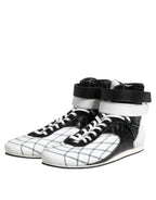 Dolce & Gabbana Black White Leather High Top Sneakers Shoes - Zeiniez
