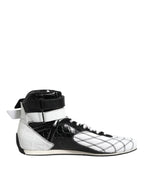 Dolce & Gabbana Black White Leather High Top Sneakers Shoes - Zeiniez