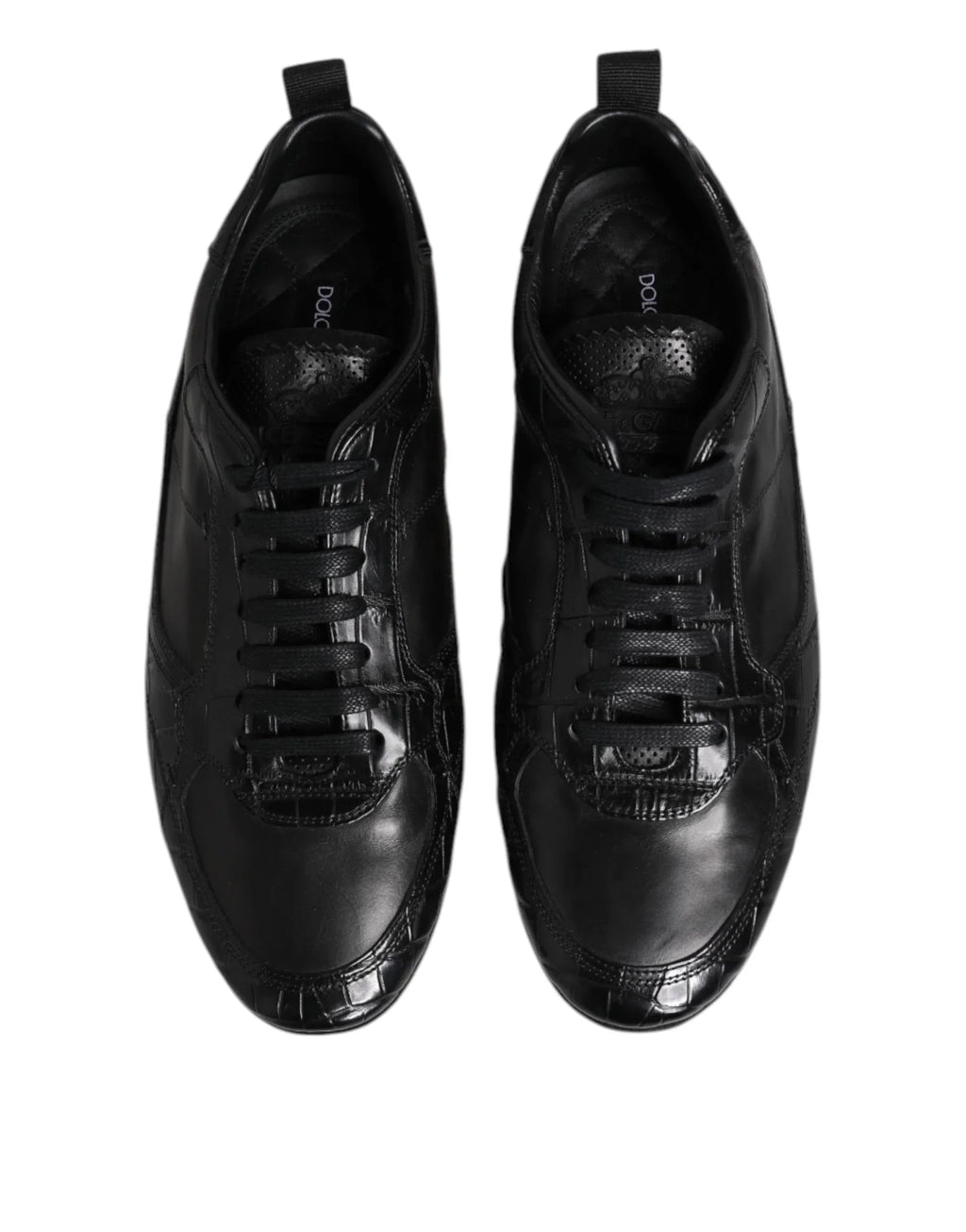 Dolce & Gabbana Black Exotic Leather Low Top Sneakers Shoes - Zeiniez