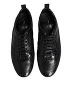 Dolce & Gabbana Black Exotic Leather Low Top Sneakers Shoes - Zeiniez