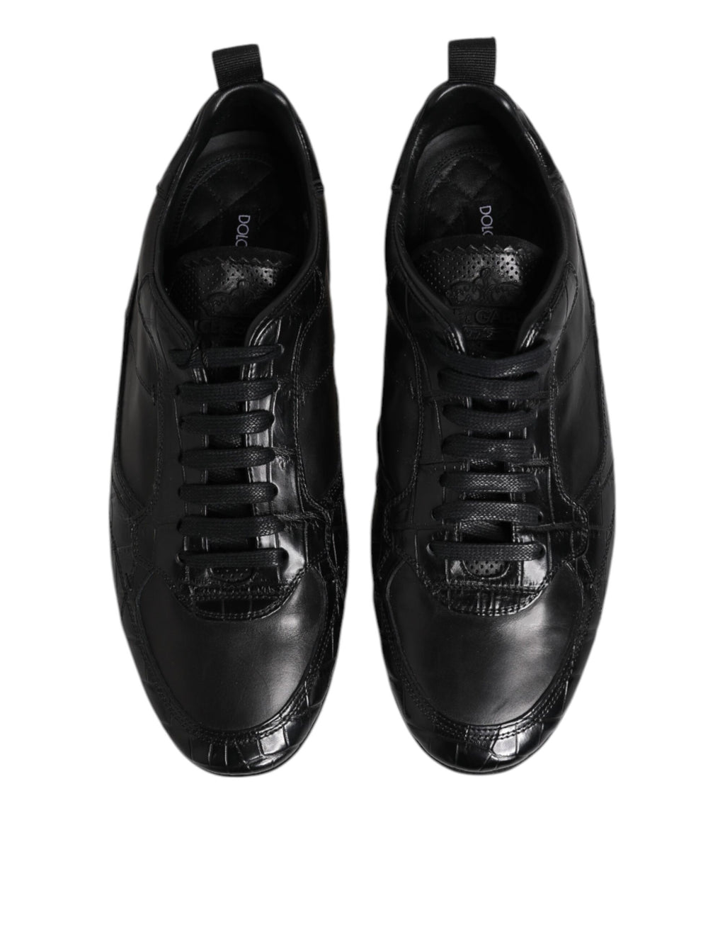 Dolce & Gabbana Black Exotic Leather Low Top Sneakers Shoes