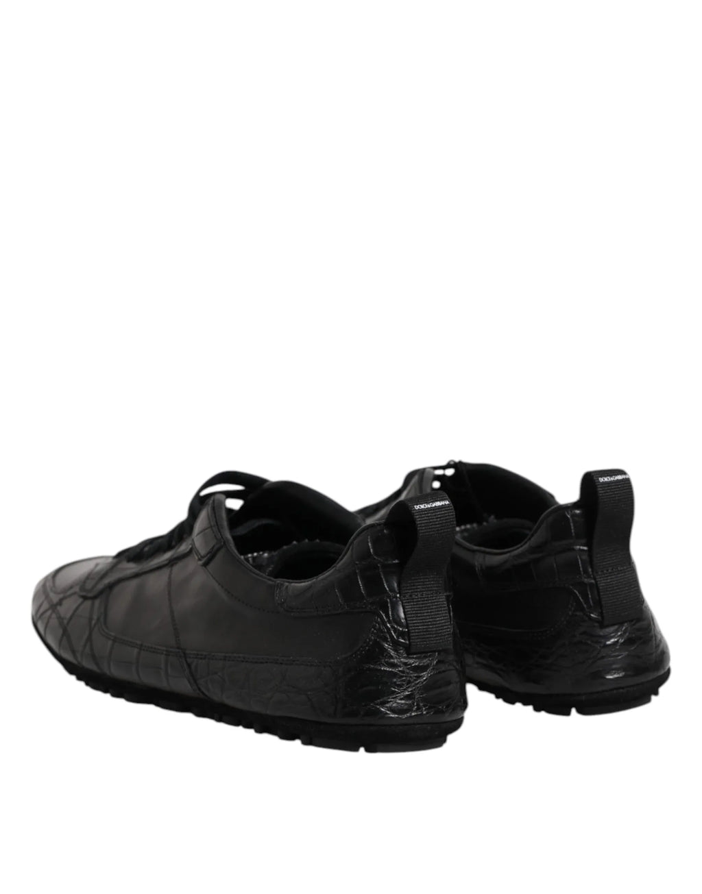 Dolce & Gabbana Black Exotic Leather Low Top Sneakers Shoes - Zeiniez