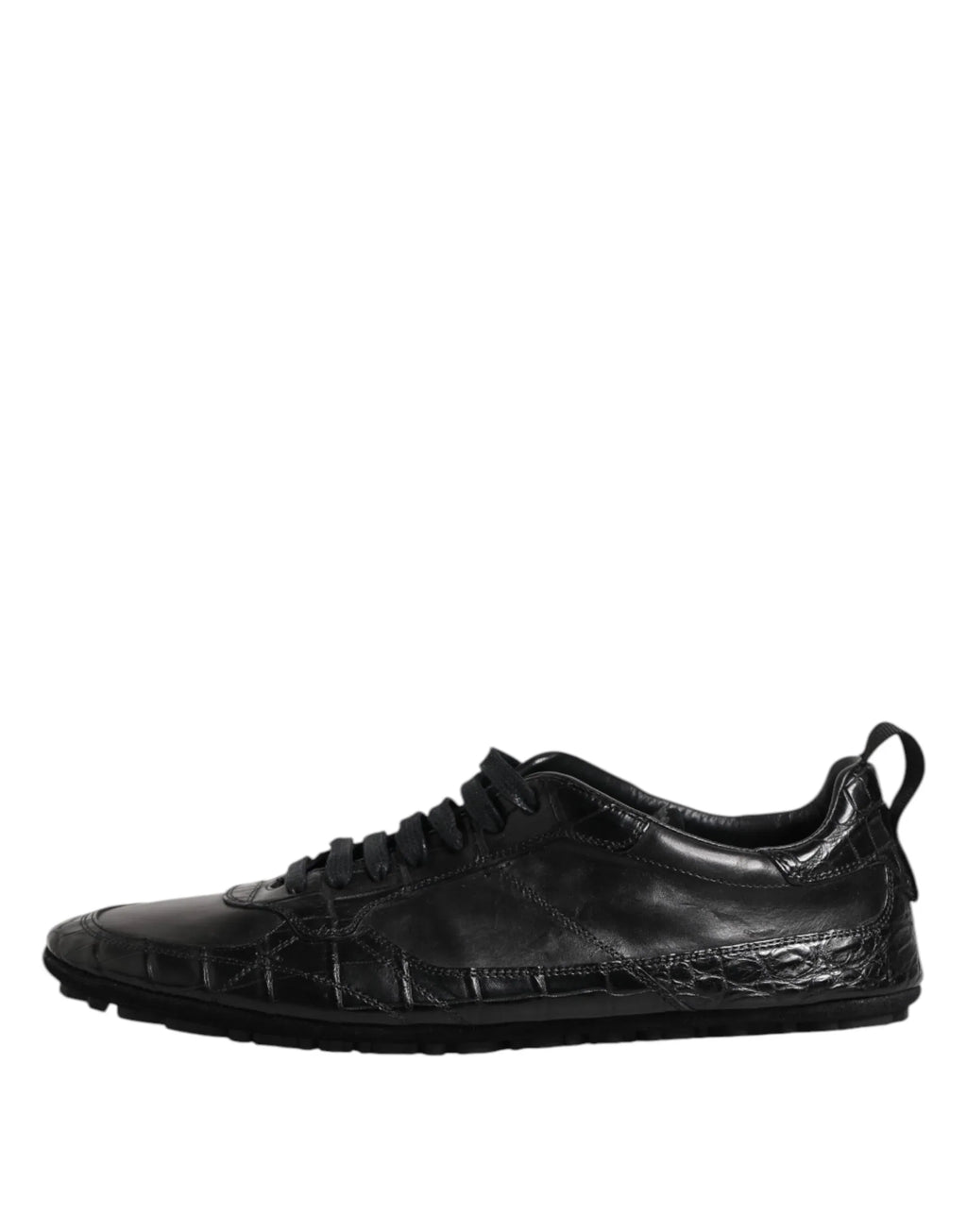 Dolce & Gabbana Black Exotic Leather Low Top Sneakers Shoes - Zeiniez