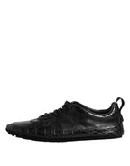 Dolce & Gabbana Black Exotic Leather Low Top Sneakers Shoes - Zeiniez