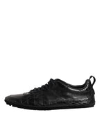 Dolce & Gabbana Black Exotic Leather Low Top Sneakers Shoes