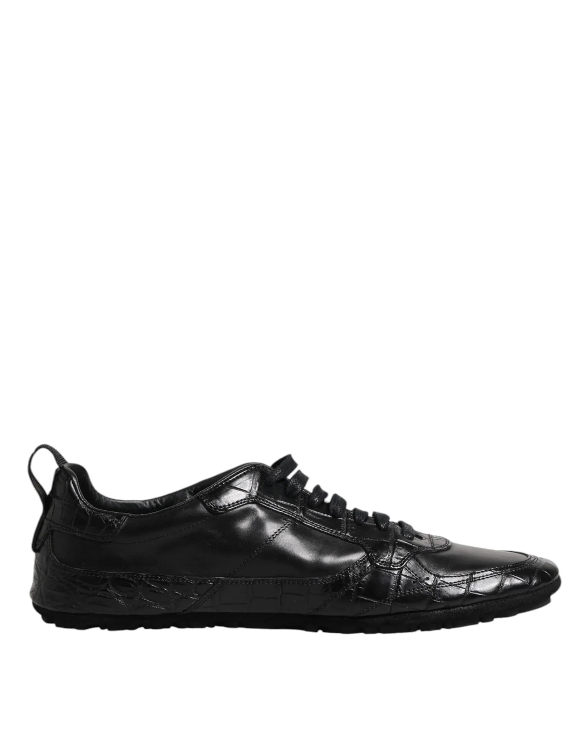 Dolce & Gabbana Black Exotic Leather Low Top Sneakers Shoes - Zeiniez