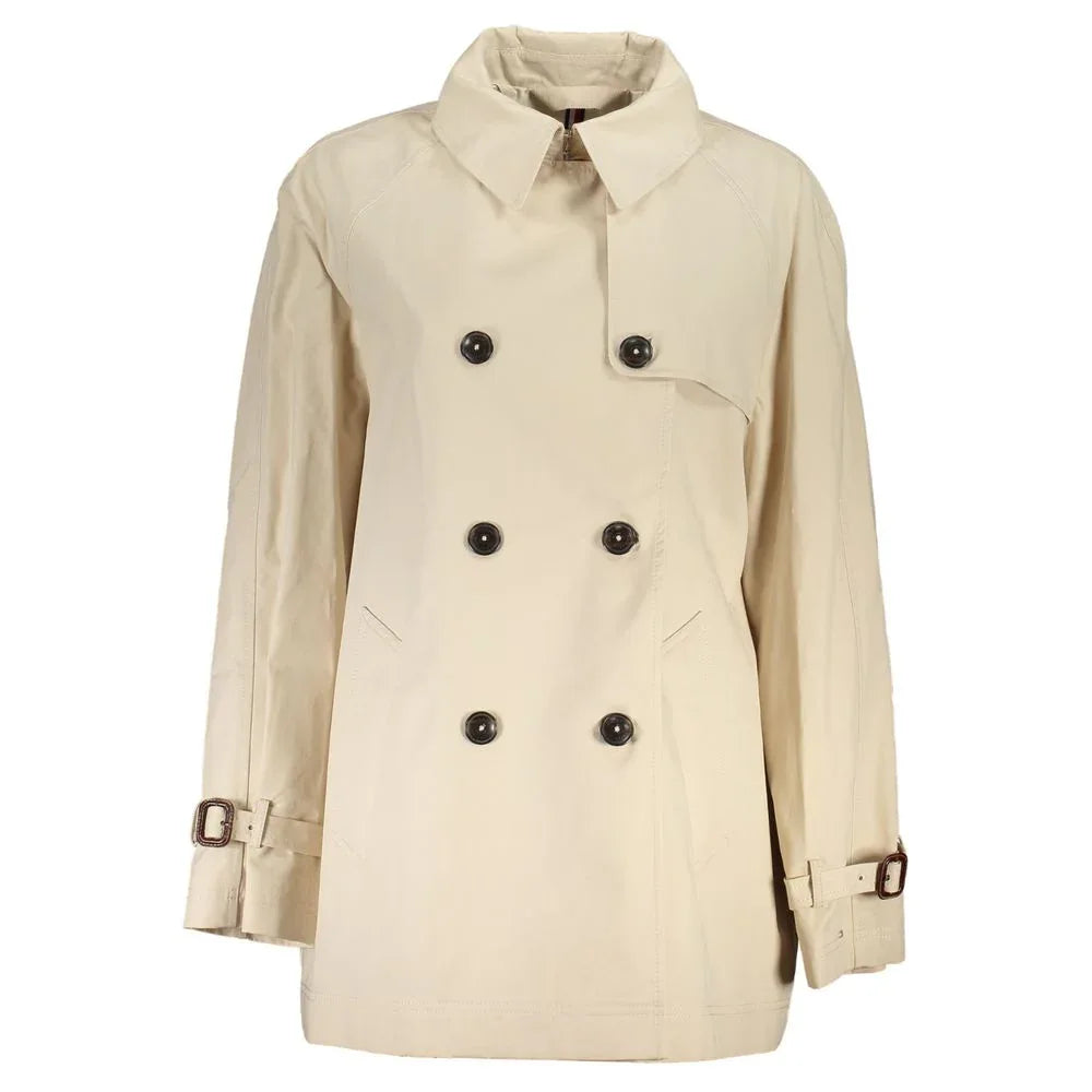 Tommy Hilfiger Beige Cotton Womens Trench Coat - Zeiniez
