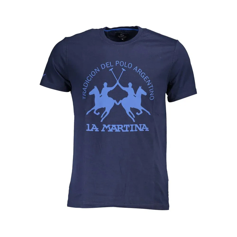 La Martina Blue Cotton Men T-Shirt - Zeiniez