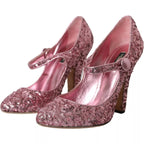 Dolce & Gabbana Pink Sequin Mary Jane Pumps High Heels Shoes - Zeiniez