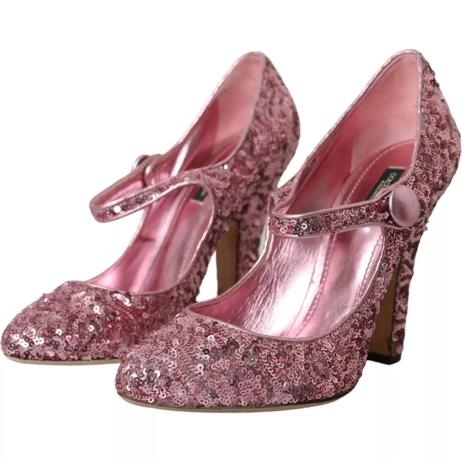 Dolce & Gabbana Pink Sequin Mary Jane Pumps High Heels Shoes - Zeiniez