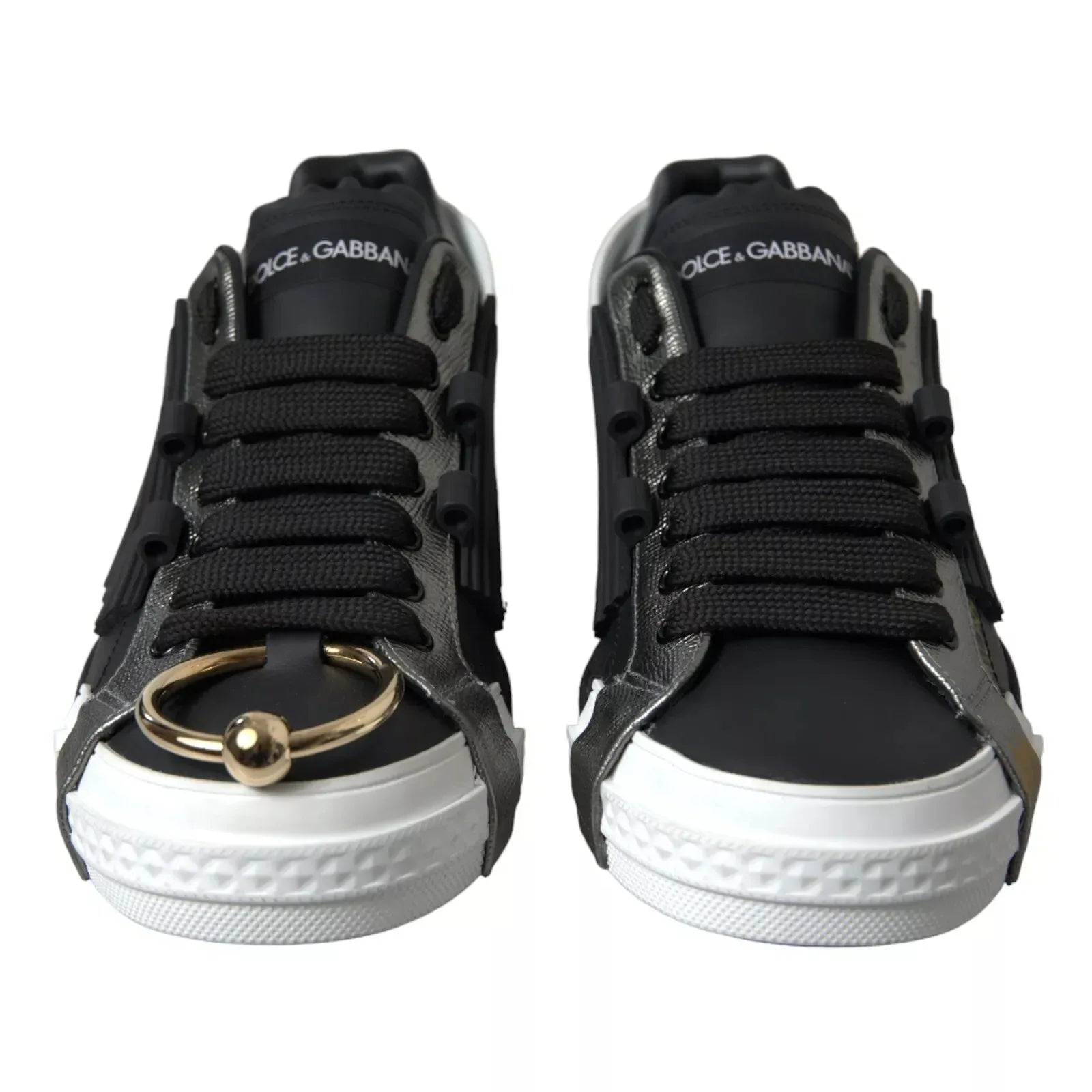 Dolce & Gabbana Black Leather Low Top Sneakers Portofino Shoes - Zeiniez