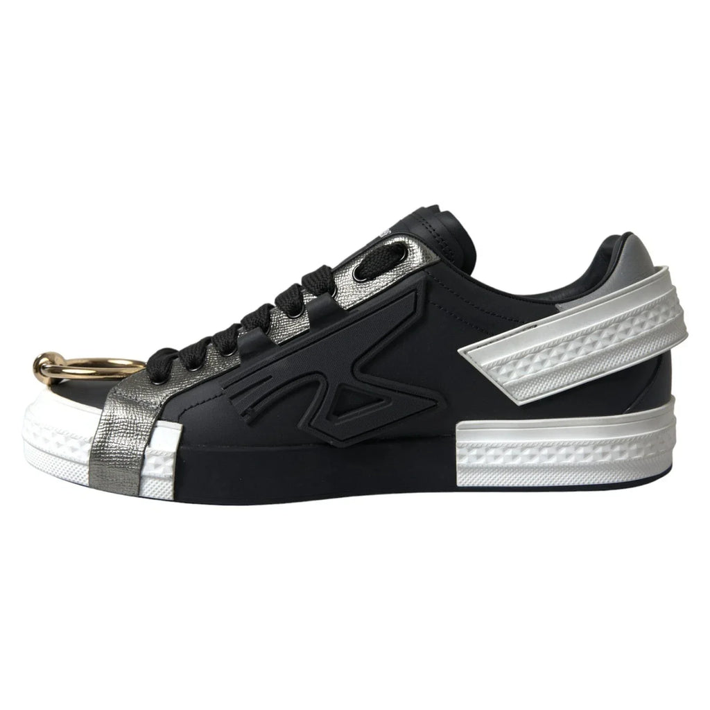 Dolce & Gabbana Black Leather Low Top Sneakers Portofino Shoes - Zeiniez